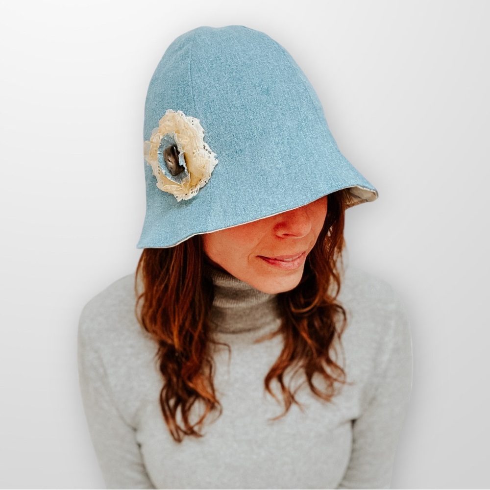 ♻️ Upcycle Summer Bucket Hats Spring Hat Reversible Womens ML Eco-Friendly